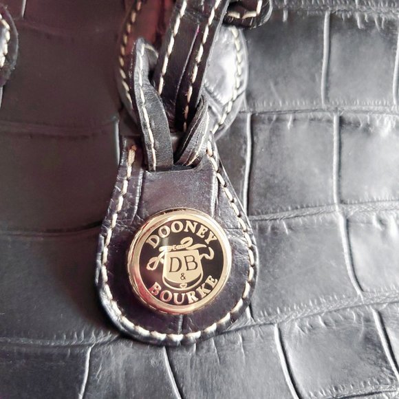 RARE FIND * VINTAGE DOONEY & BOURKE Black Croc Leather Handbag Timeless LIKE NEW - Picture 14 of 14
